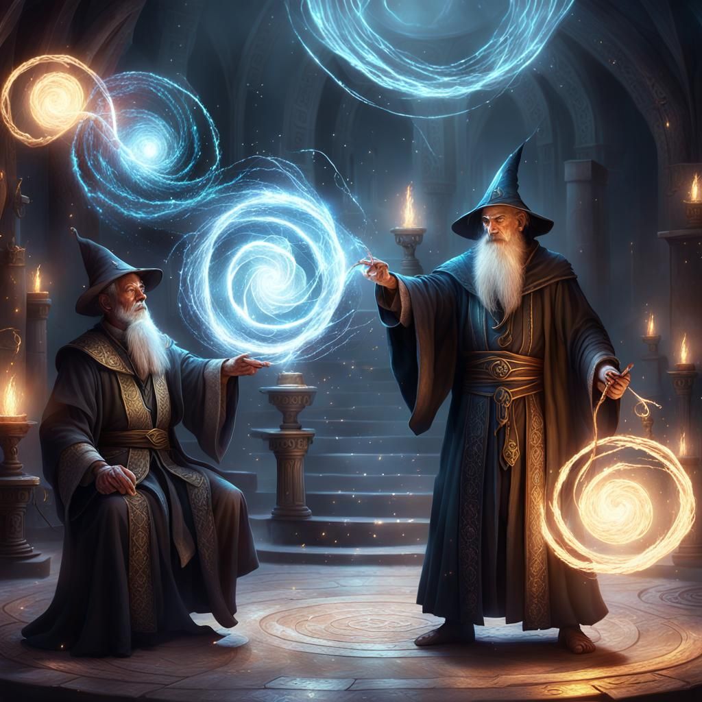 Wizards Casting Spells: Dark Fantasy Concept Art