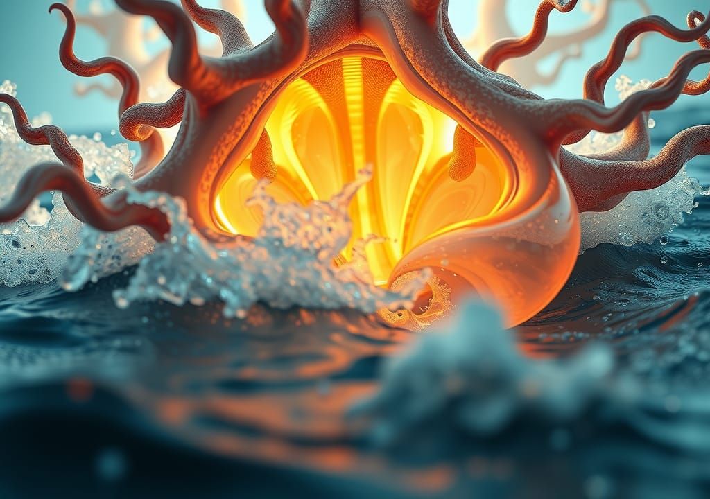 Hyperrealistic Macro Sea Scene in Sci-Fi Style