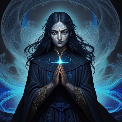 Priest Exorcising Demons in Surreal Oil Painting