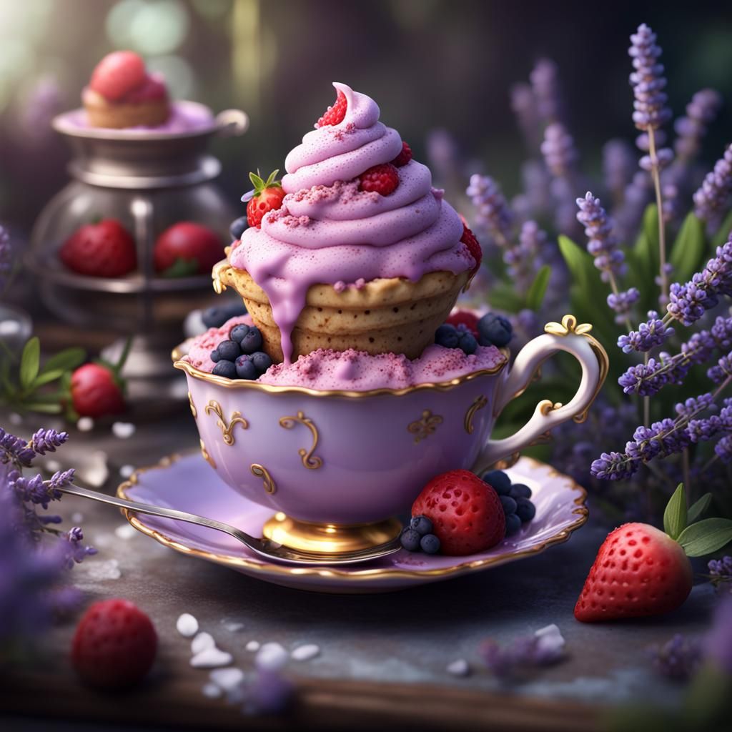 Rose Earl Grey Ice Cream Dreamscape in Fantasy Style