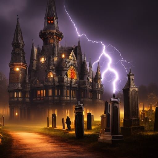 Eerie Gothic Castle with Haunted Pet Cemetery