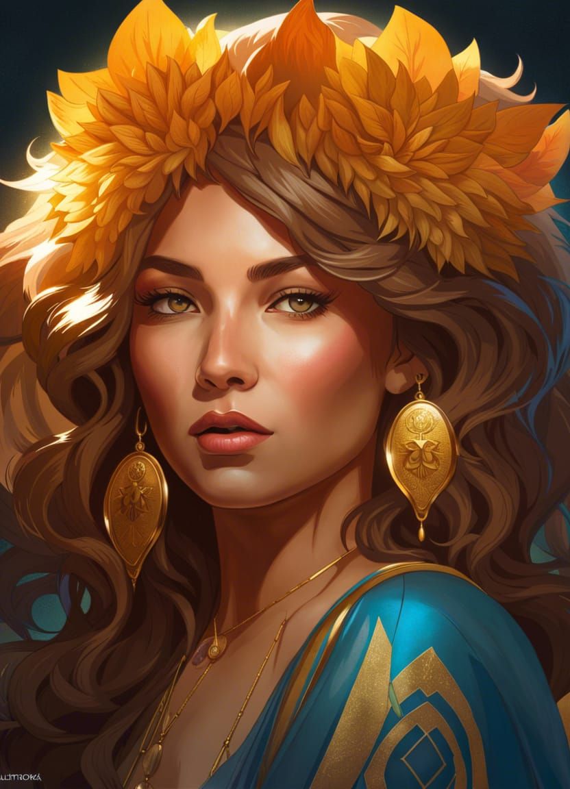 Leo Zodiac Girl Portrait in Detailed Digital Art