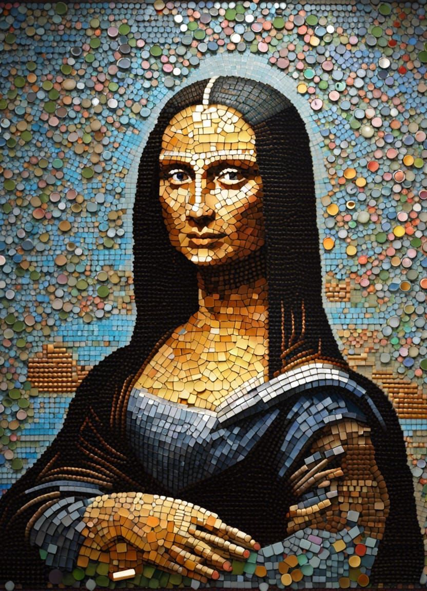 Mona Lisa Bottle Cap Mosaic Art