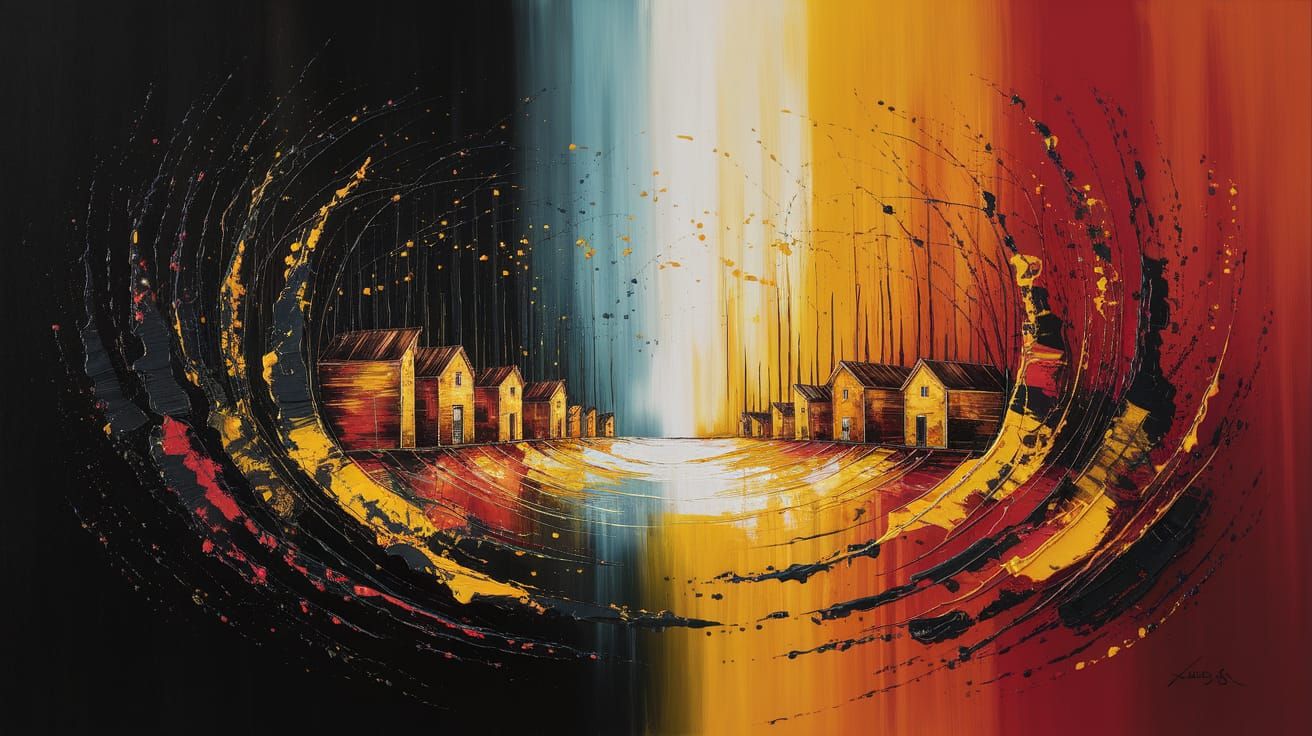 Dreamlike Village Landscape in Vibrant Oil Colors