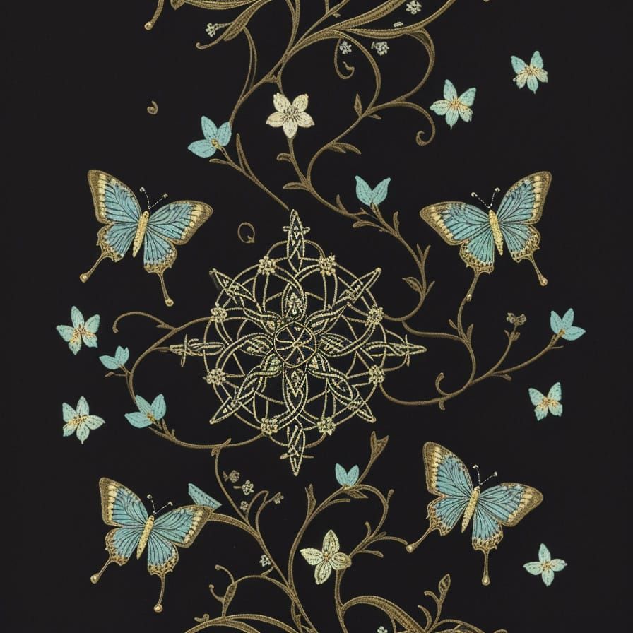 Surreal Clergy Tartan Fabric with Celtic Crosses and Whimsic...