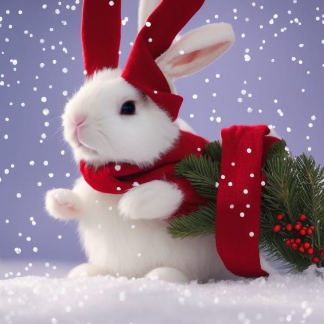 Festive Christmas Bunny with Snowflake
