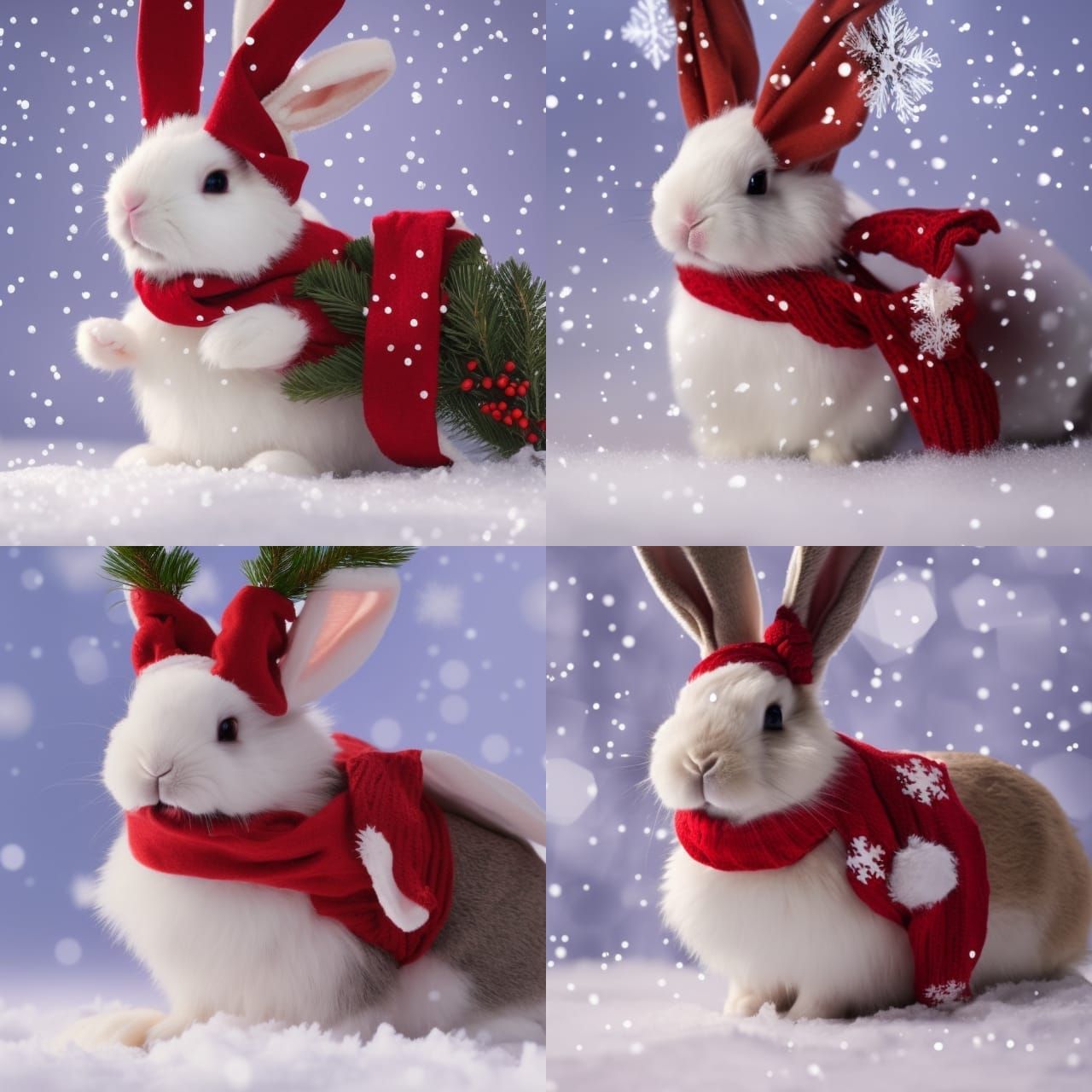 Festive Christmas Bunny with Snowflake