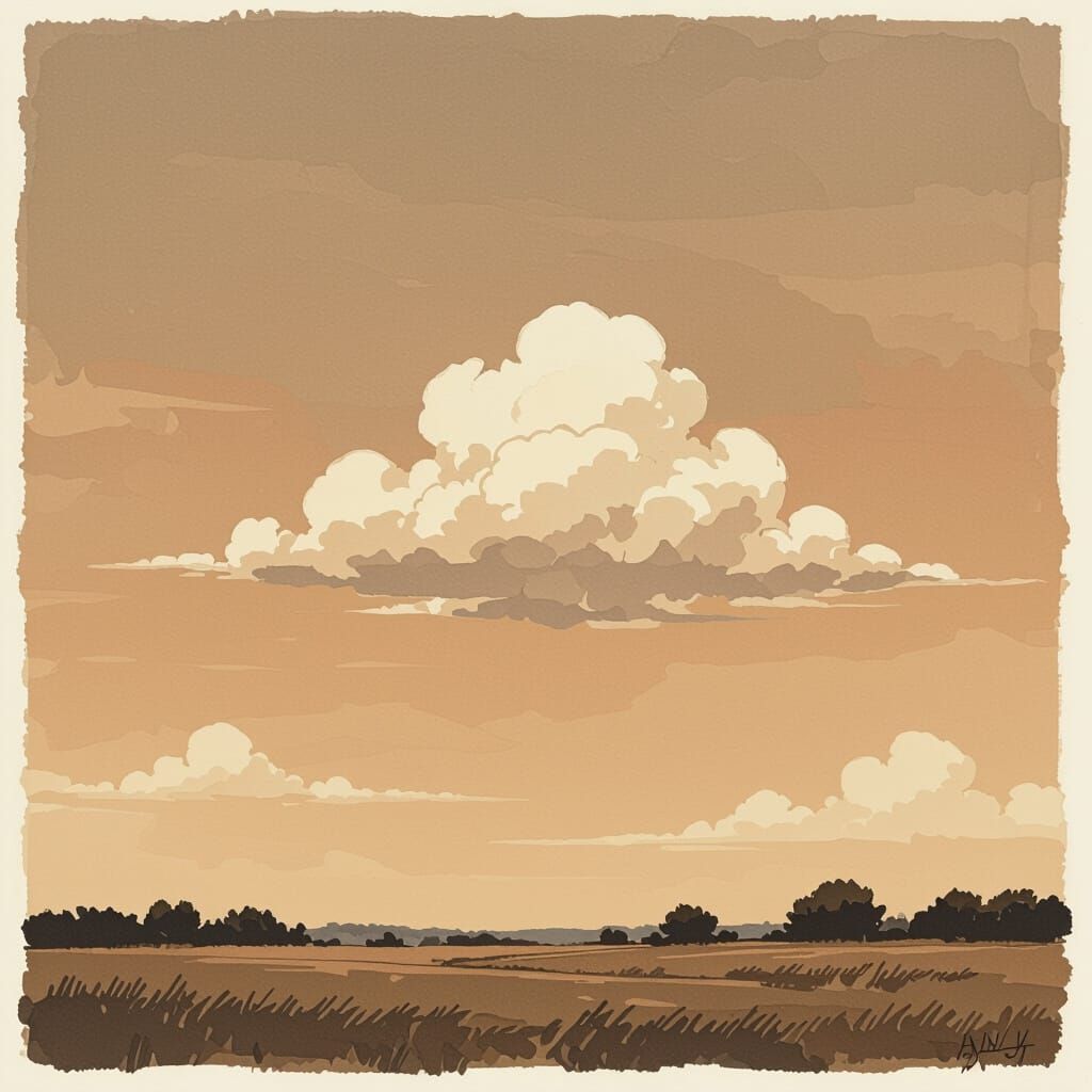 Serene Cloud in Detailed Ink Drawing Style