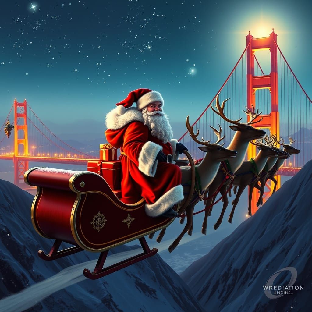 Santa and all his reindeer delivering toys to all the girls ...
