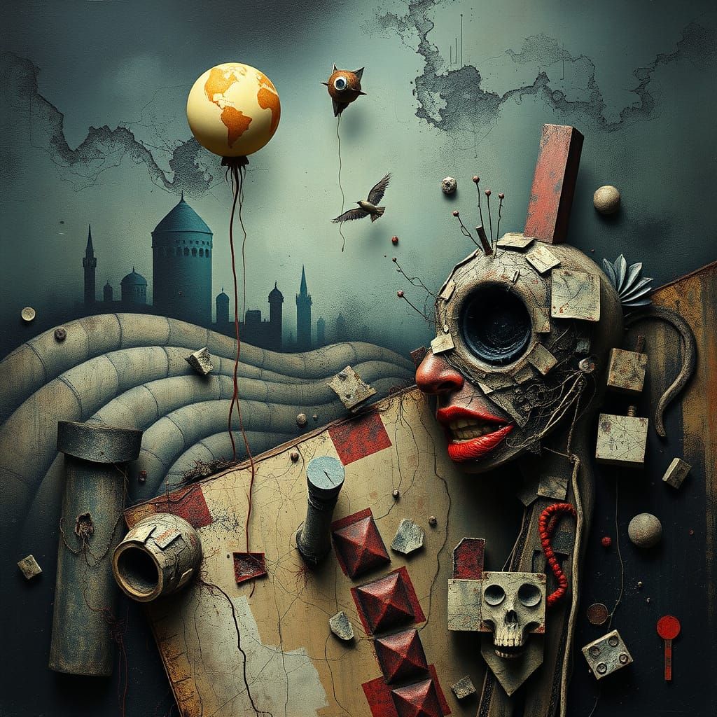 Surreal Abstract Art with Morbid Textures and Cubist Forms