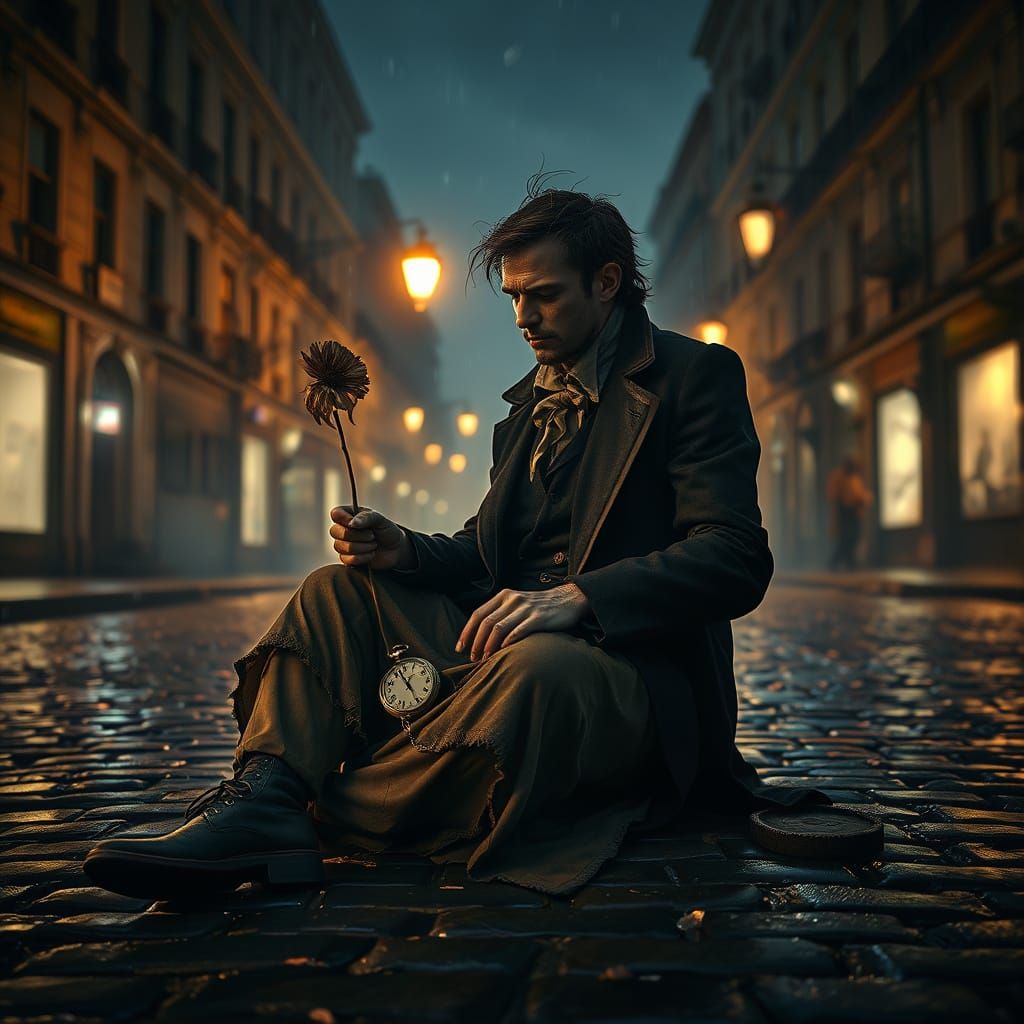 Sentimental Fool in Dramatic Chiaroscuro Lighting