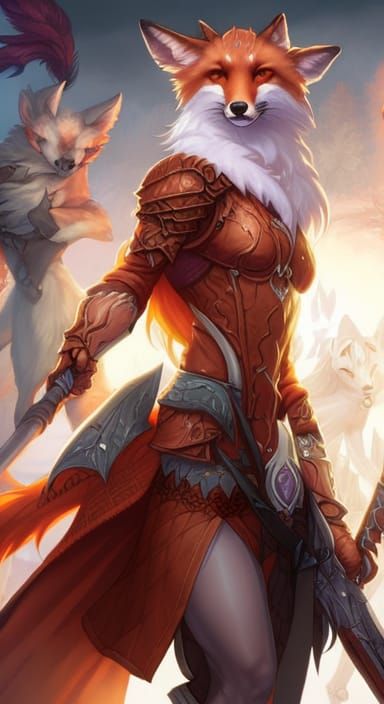 Fox Revelry in Astral Meadow: Digital Art