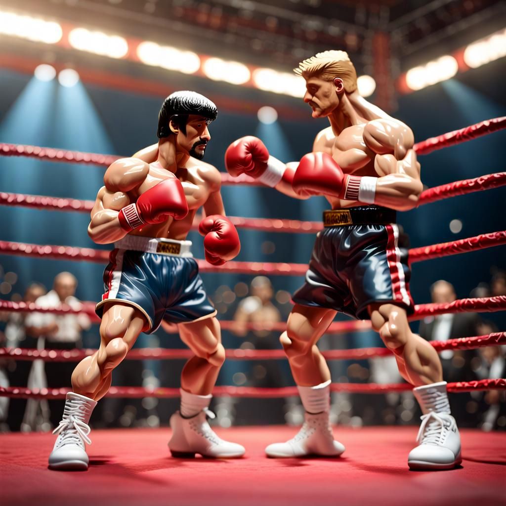 Chibi Rocky Balboa vs Ivan Drago in Dark Fantasy