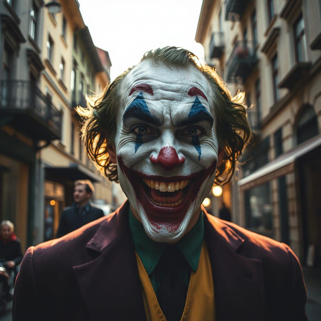 Sinister Joker Portrait in Budapest Streets