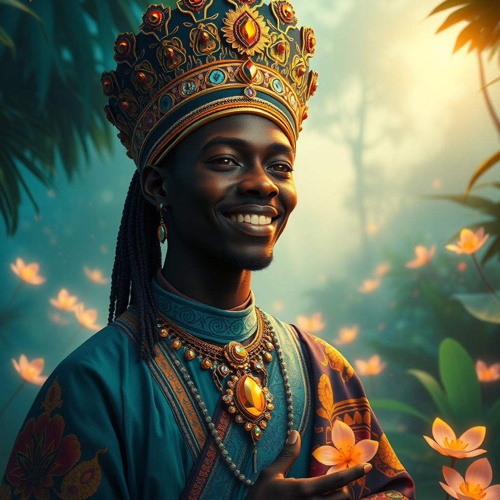 African Queen Presents Necklace in Mystical Jungle