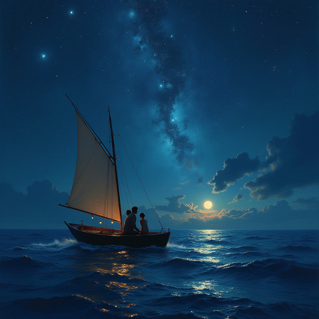 Romantic Couple Under Starry Night Sky