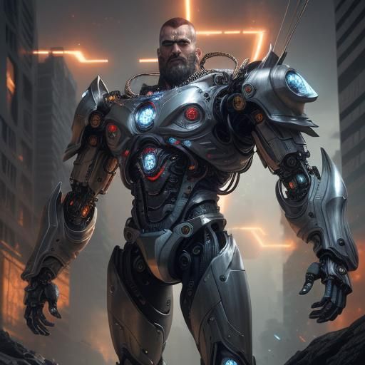 Hyperrealistic Cyborg Armor in Neofuturistic Style