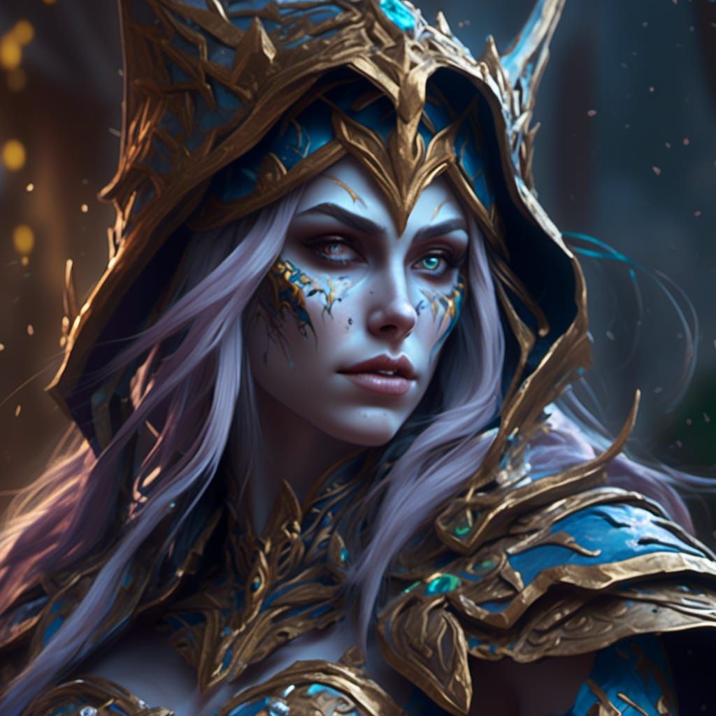 Hyperrealistic Sylvanas Windrunner in Graffiti Art Style