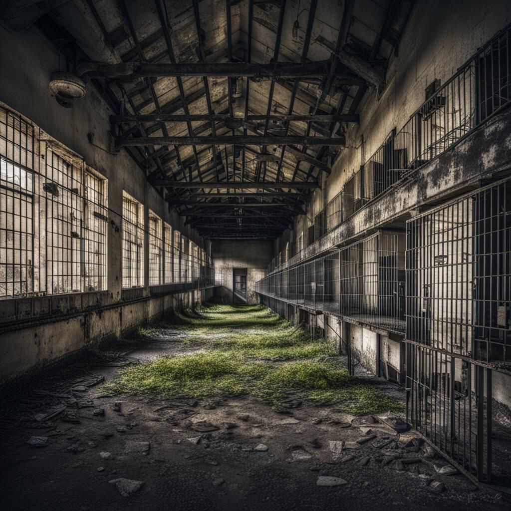 Eerie Abandoned Prison Scene