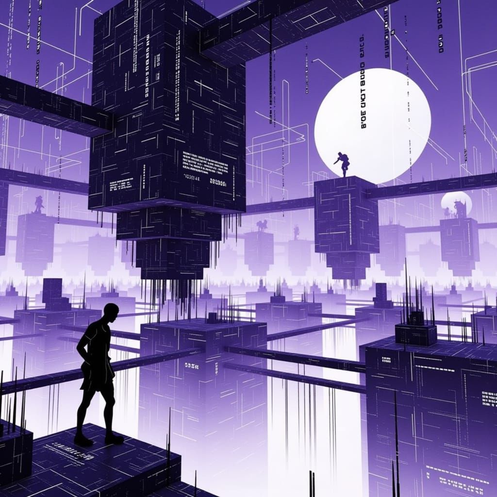 Parkour Silhouette on Rooftop at Night