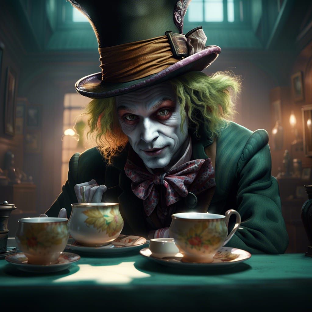 Mad Hatter's Tea Party: Detailed Digital Portrait
