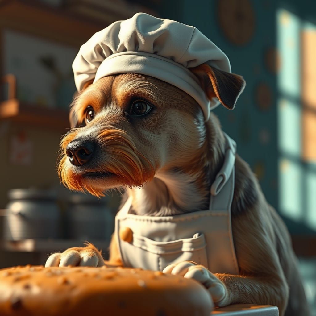 Dog Baker in Hyperrealistic Concept Art