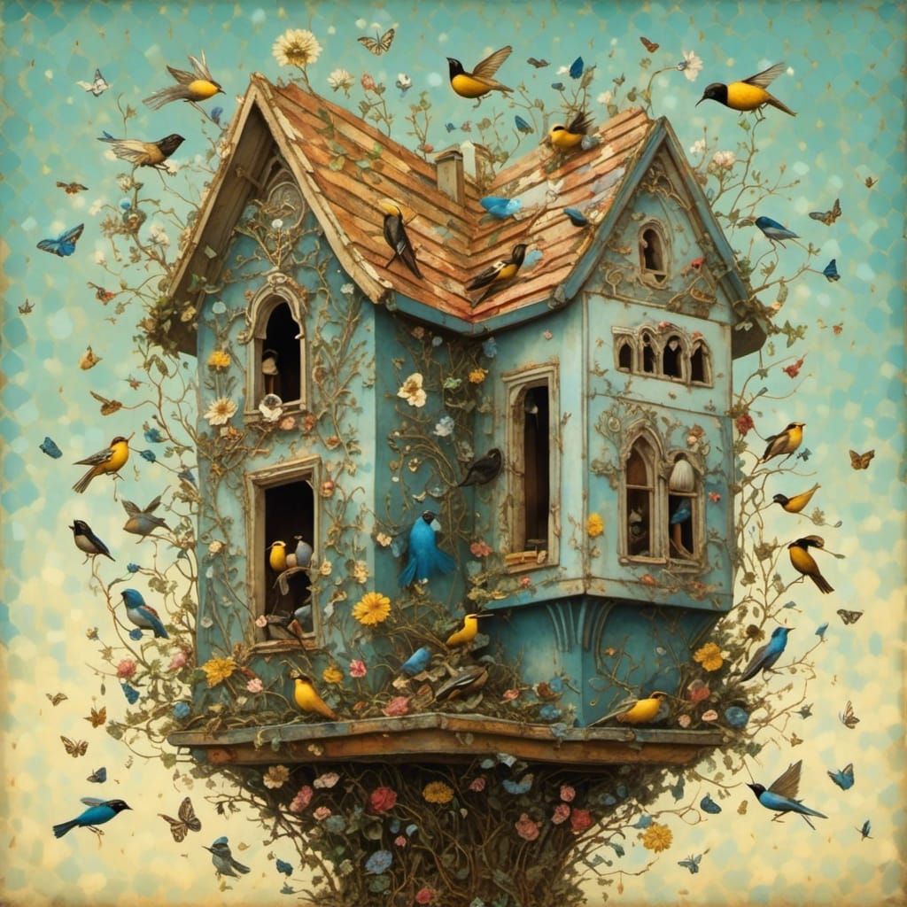 <lora:PainterlyRealism:1.0>Blue canary in the outlet by the ...