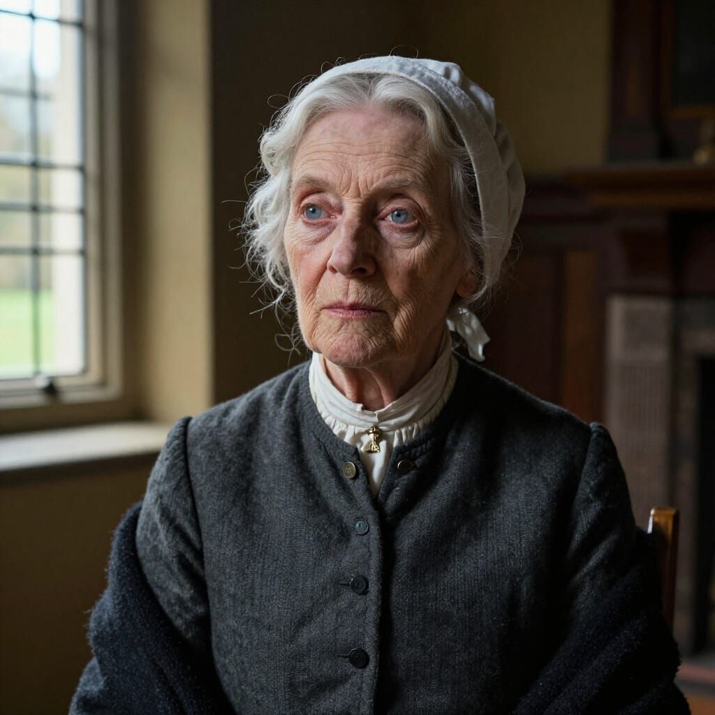 Photorealistic Portrait of Elderly English Woman in 1695 Att...