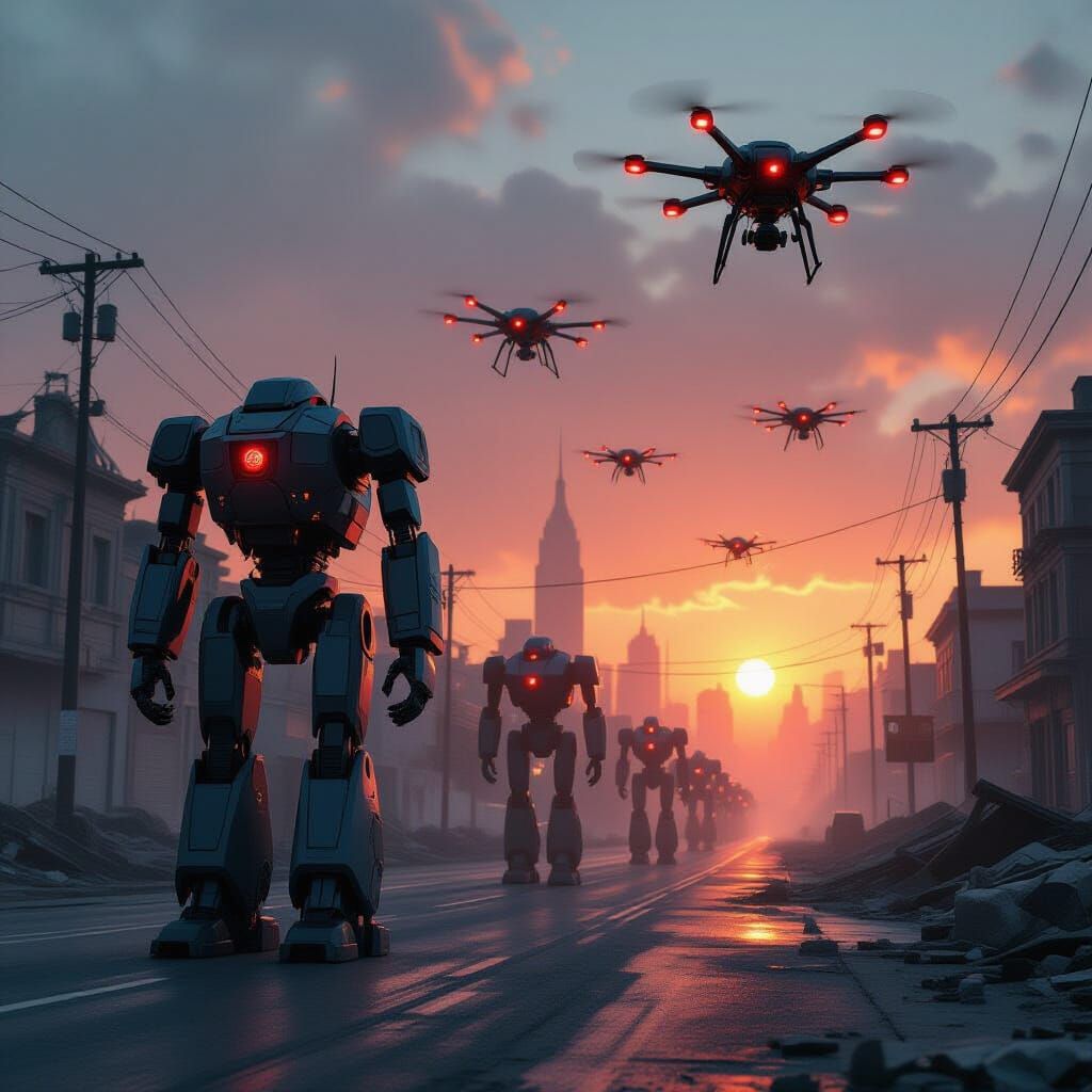 Global Robotic Takeover in Hyper-Realistic Cinematic Style