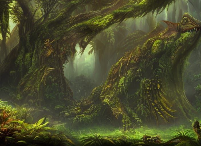Lizardscape: Detailed Rainforest Matte Painting