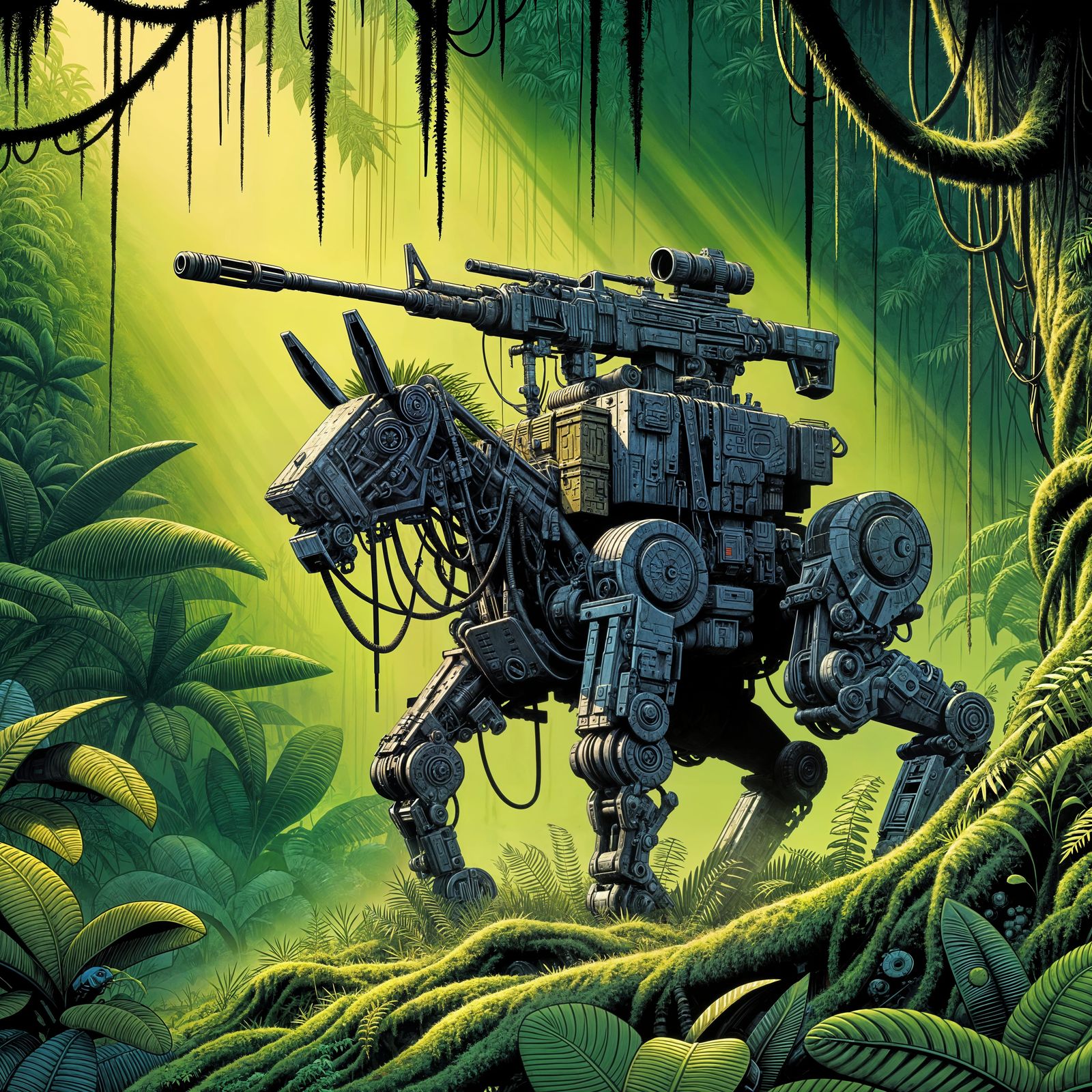 Cyberpunk-Style Jungle Automaton
