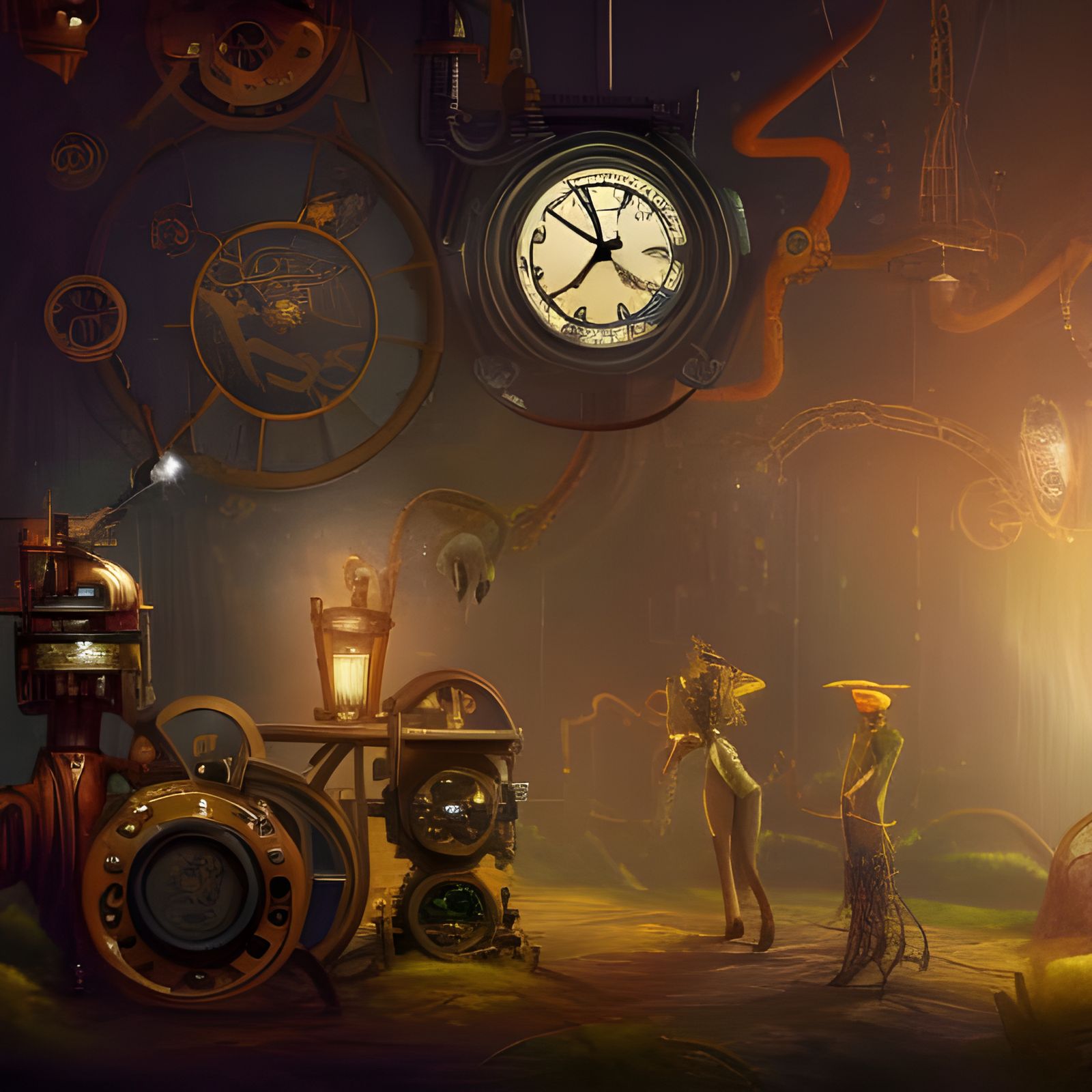 Steampunk Animatronic Mammals in Space Jungle Art