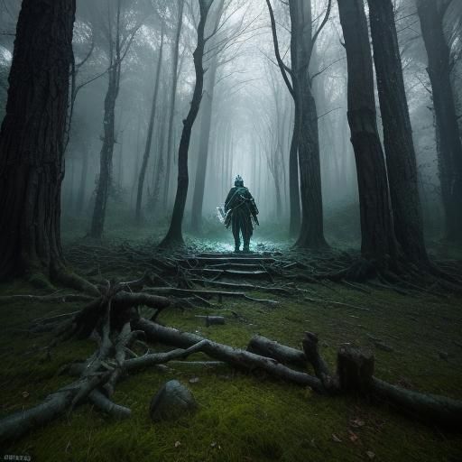 Silent Warrior in Ancient Forest, Sinister Style