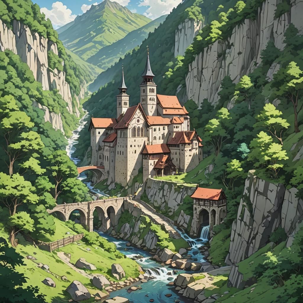 Mountain Monastery in Anime Key Visual Style