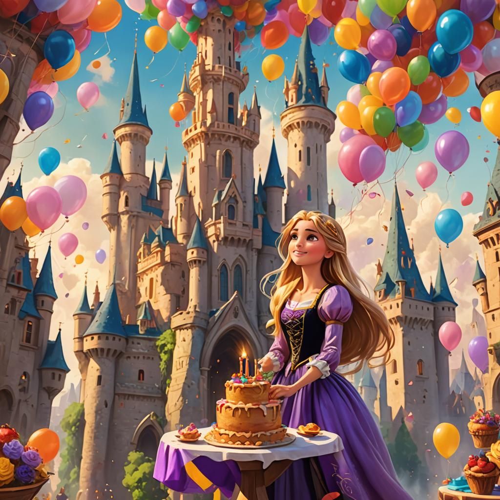 Rapunzel Releases Balloons in Fantasy Matte Painting