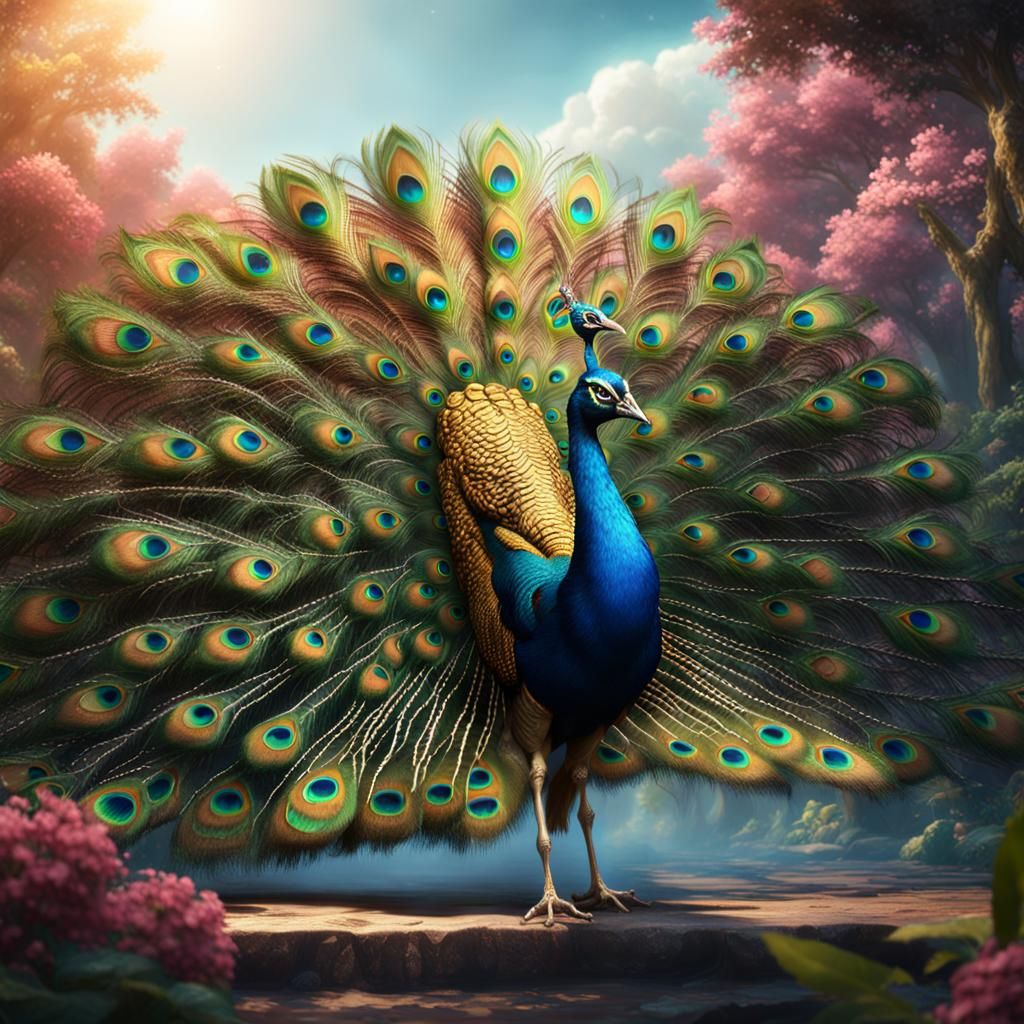 Mayura: Auspicious Peacock in Detailed Matte Painting