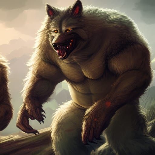 Chubby werewolf and Chubby man