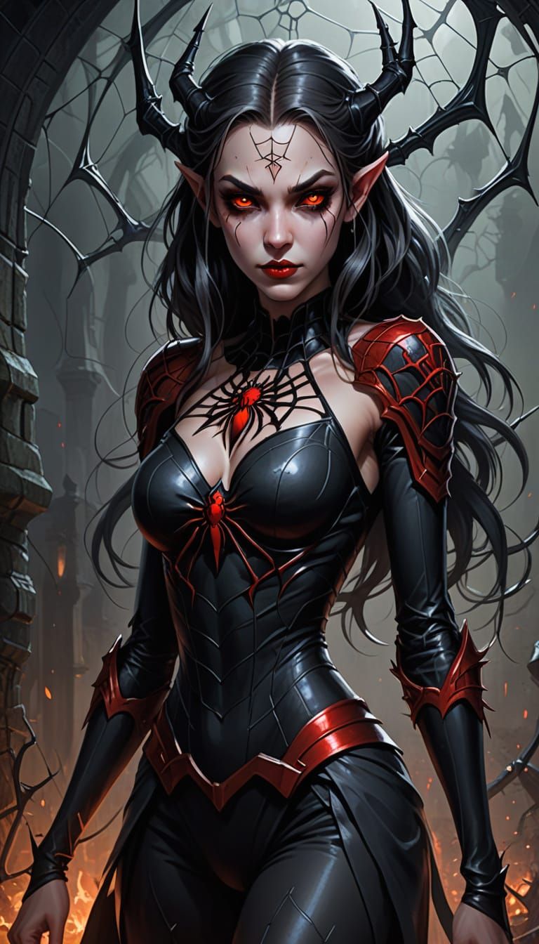 Lolth Spider Queen: Elf-Spider Hybrid with Deadly Beauty