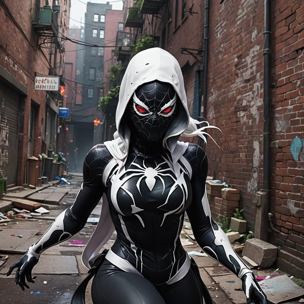 Spider Gwen Venom Symbiote in Detailed Matte Painting