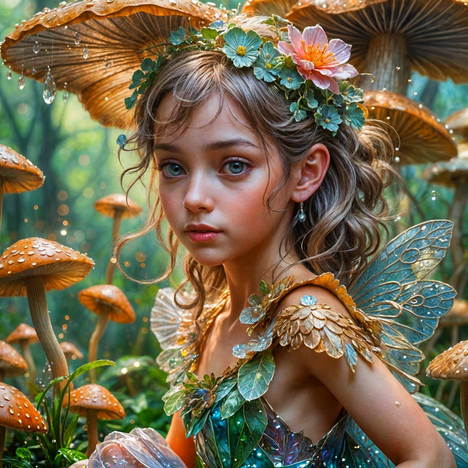 Ballerina Fairy on Mushroom, Macro Photography