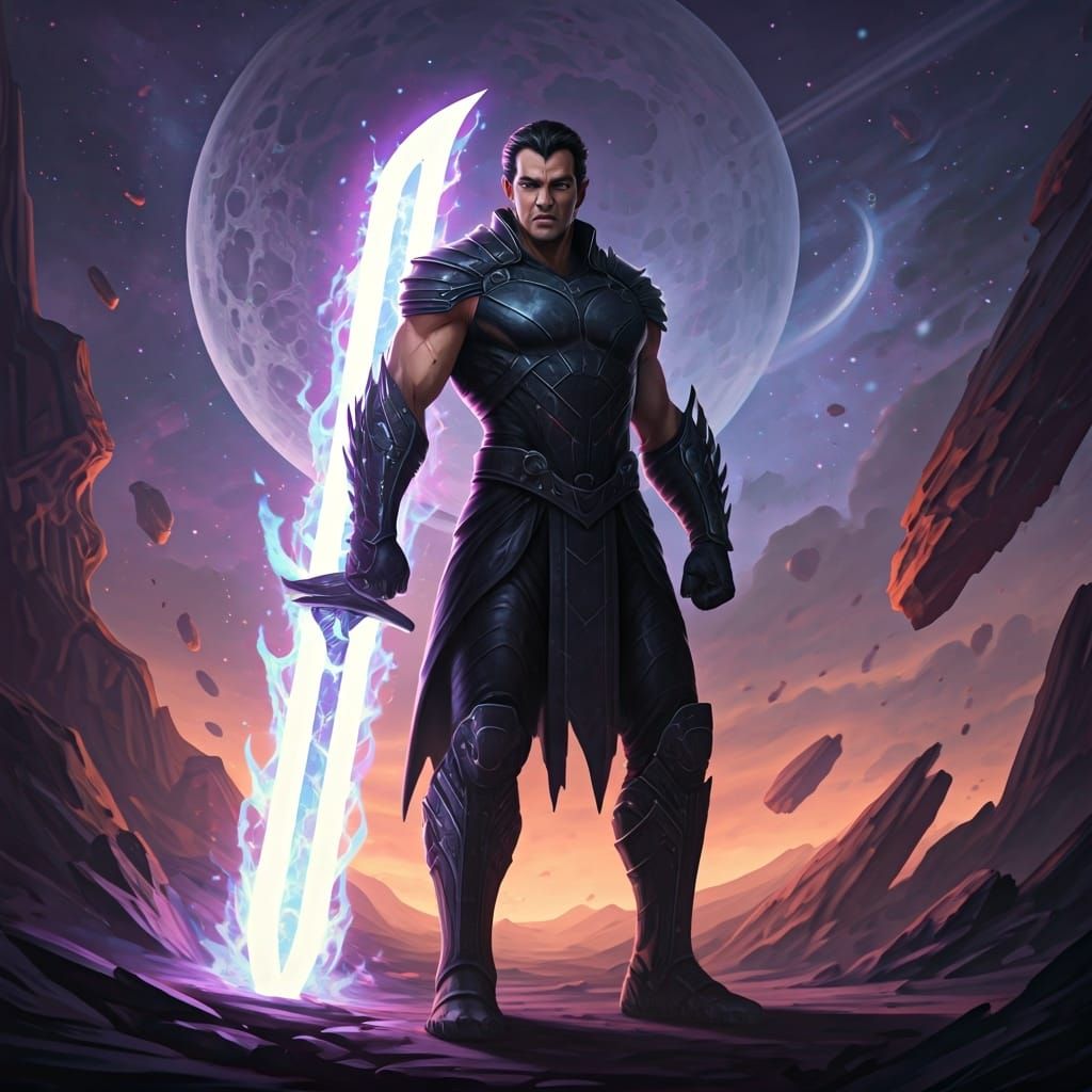 Korvus with the Phoenix Blade in a Cosmic Landscape