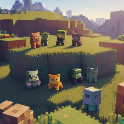 Minecraft Plush Toys in Golden Hour Concept Art