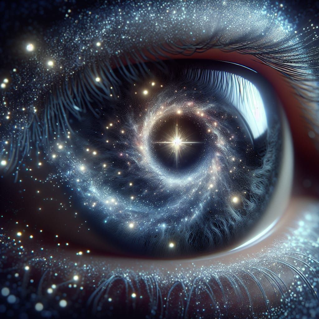 Eye with Galaxy of Stars in Photorealistic Style