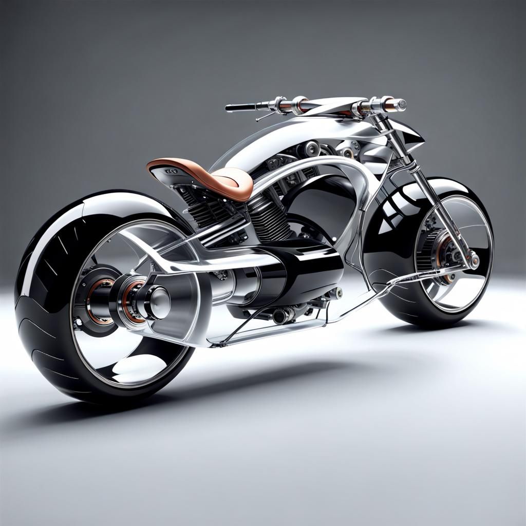 Futuristic Glass-Bodied Chopper Motorcycle
