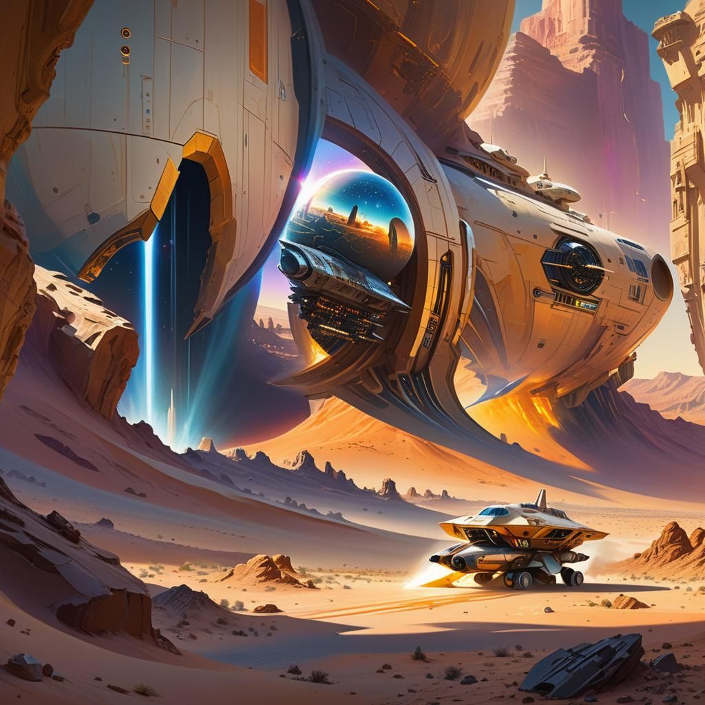 Spaceship Nearing Moon Reveals Desert Mirage