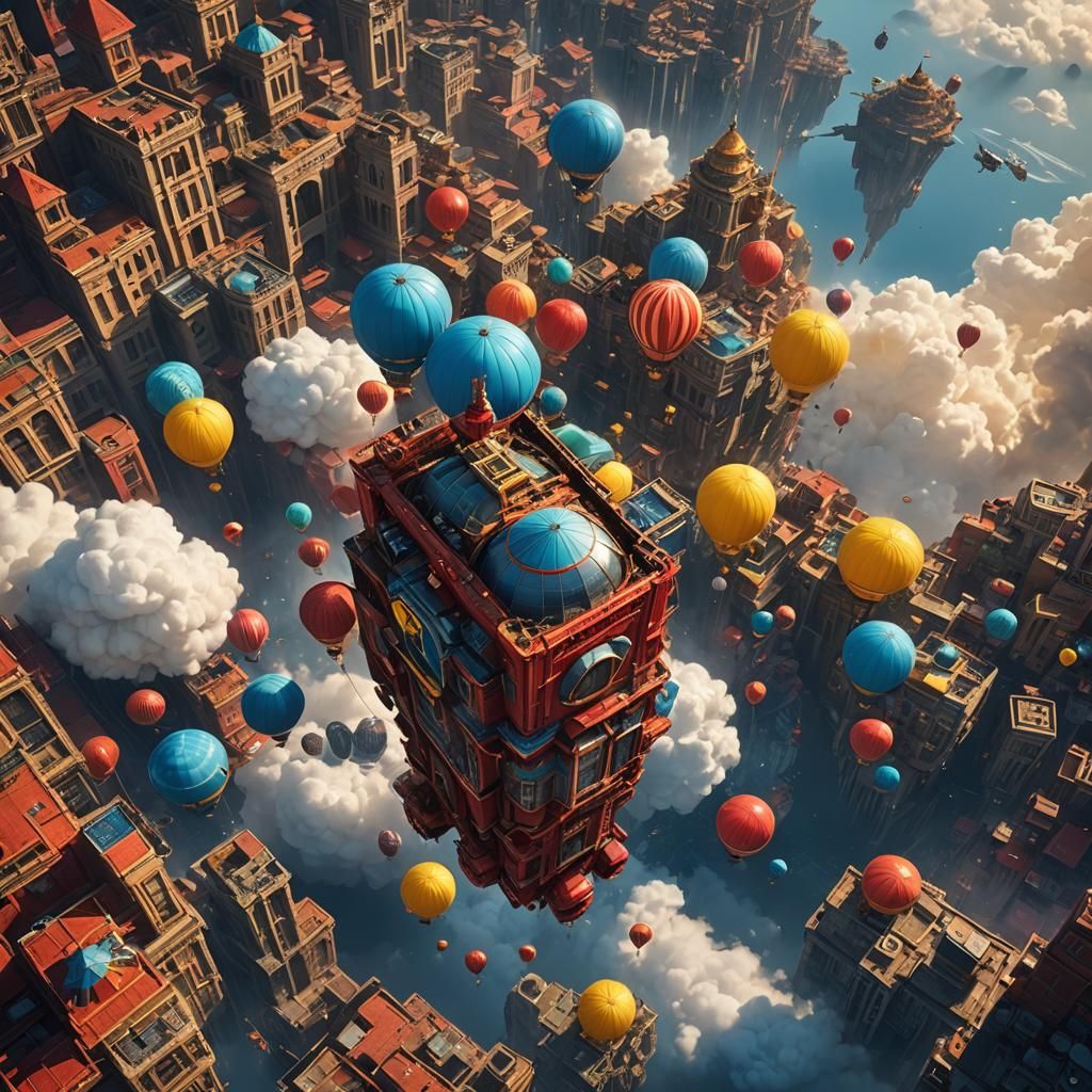 Fantastical Sky Life in Detailed Matte Painting