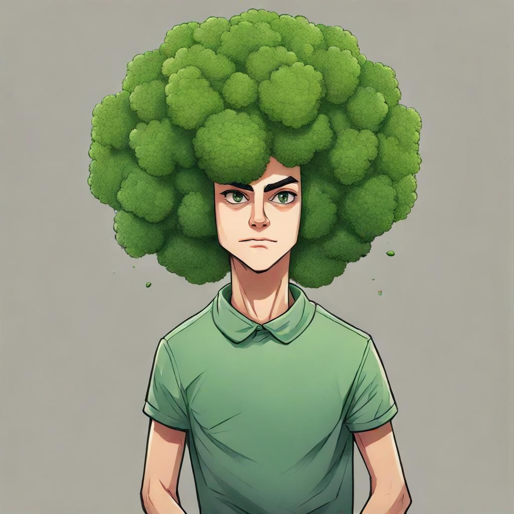 Gen Z Portrait with Broccoli Hair