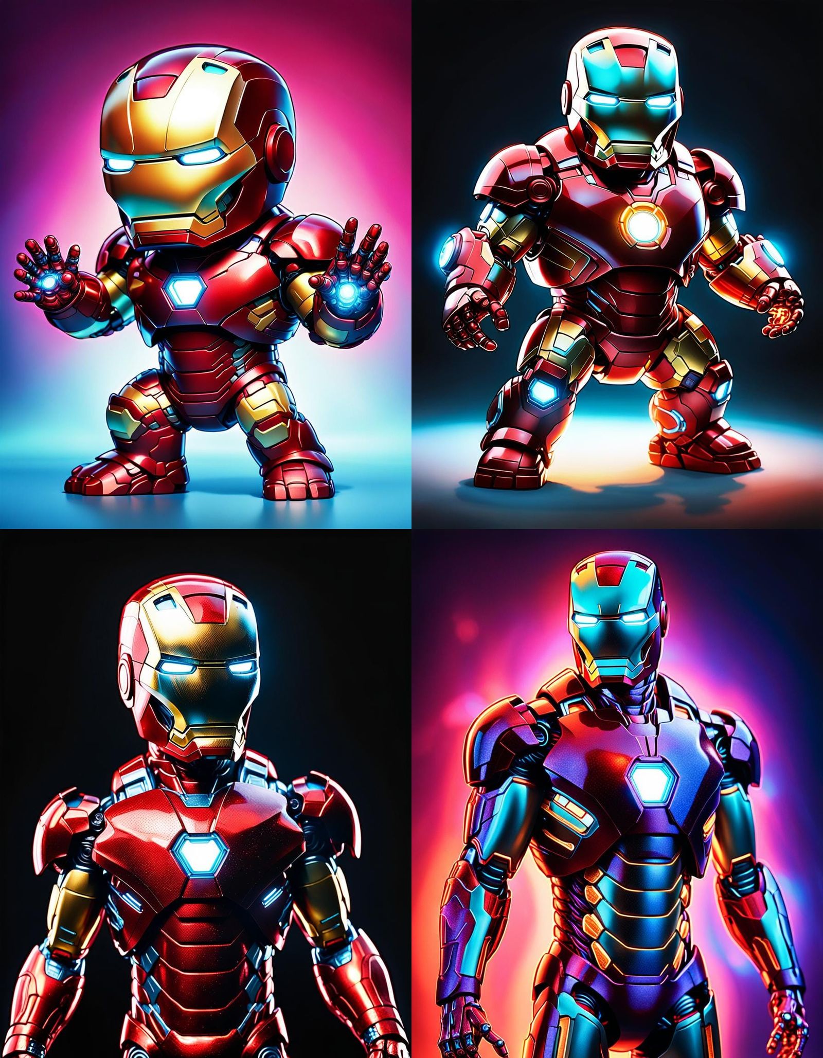 Translucent Ironman Chibi with Neon Skeleton