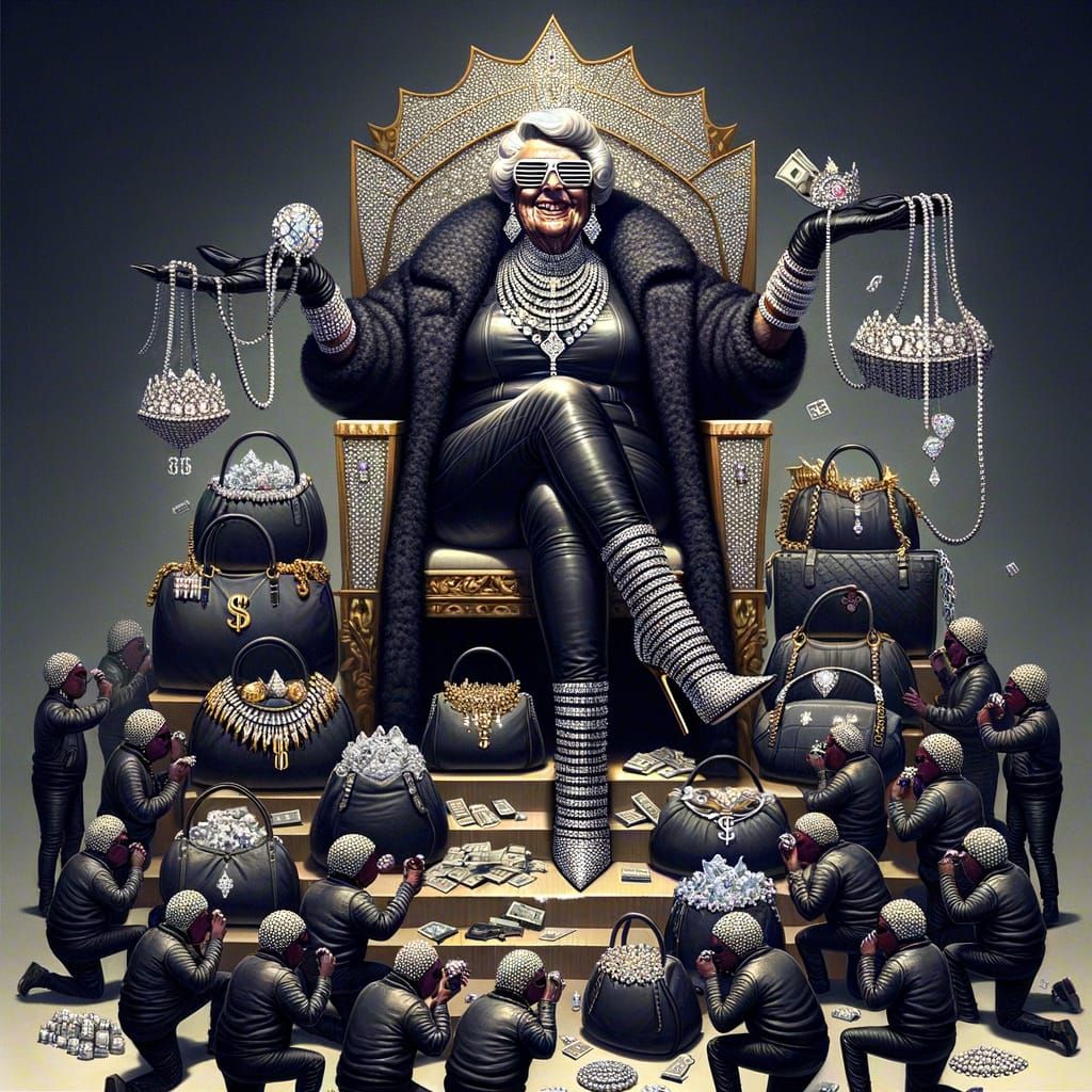 Leather-Clad Queen on Throne Demands Tribute