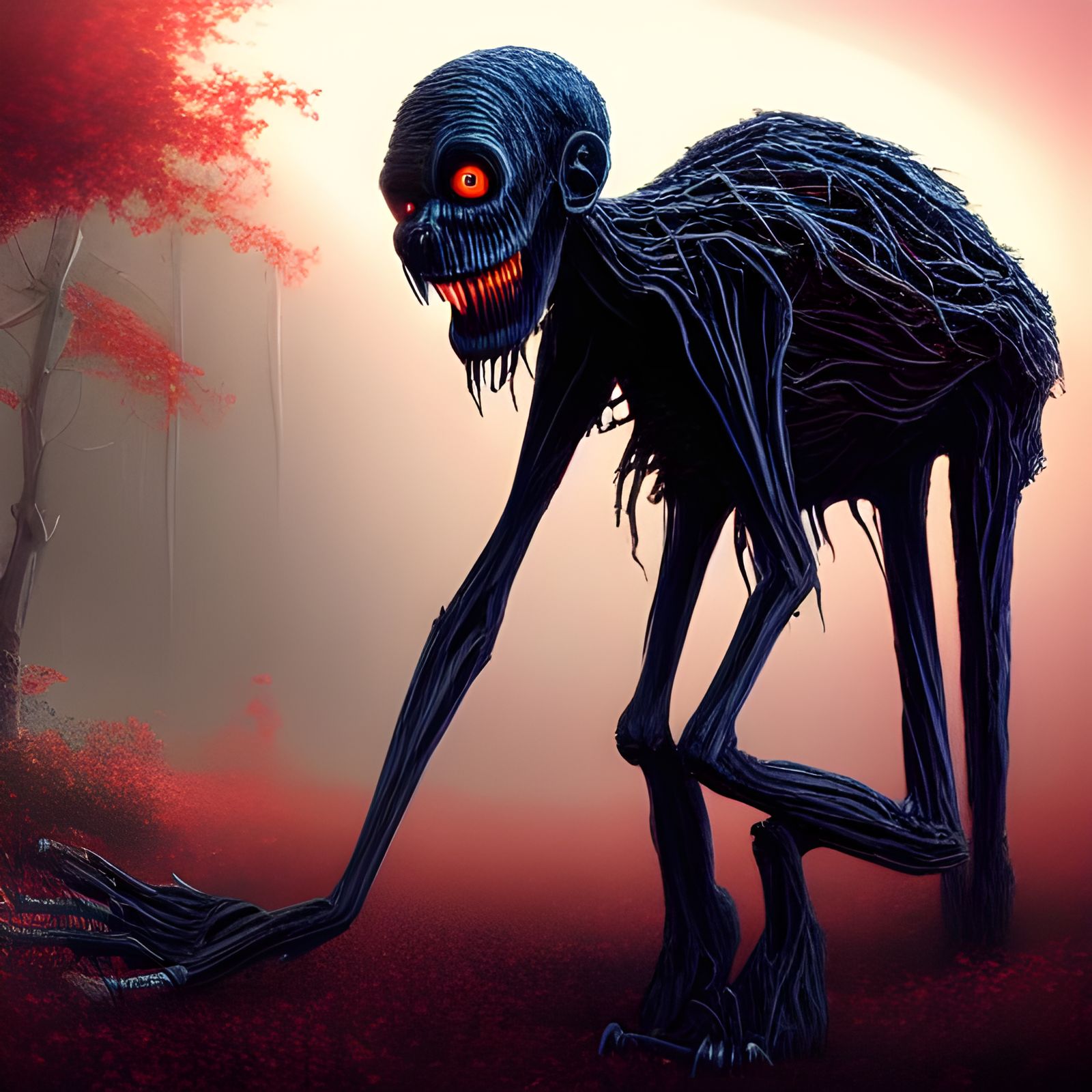 Ethereal Horror Monster in Ominous Urban Landscape